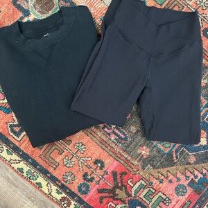 Aerie Black Sweatshirt and Leggings Set